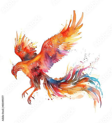 phoenix watercolor digital painting good quality