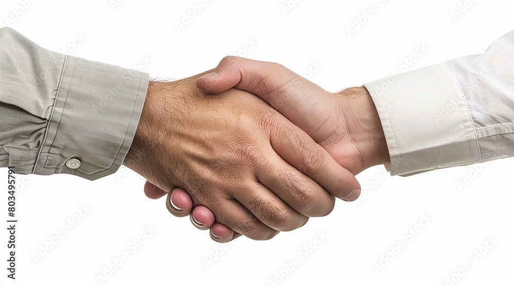 handshake, on a white background, two male hands handshake, on a white background, two male hands