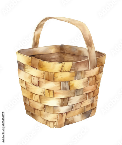 empty picnic basket watercolor digital painting good quality