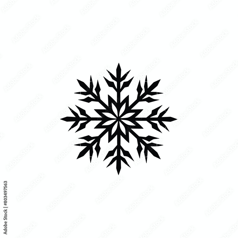Intricate black snowflake design on a white background. Intricate black snowflake design on a white background.