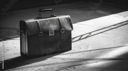 An elegant briefcase casting a shadow, symbolizing professionalism and efficiency.