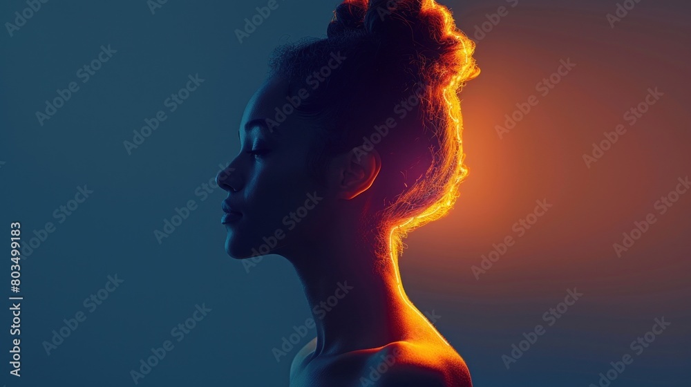 A subtle glow highlighting a woman's silhouette, representing empowerment.