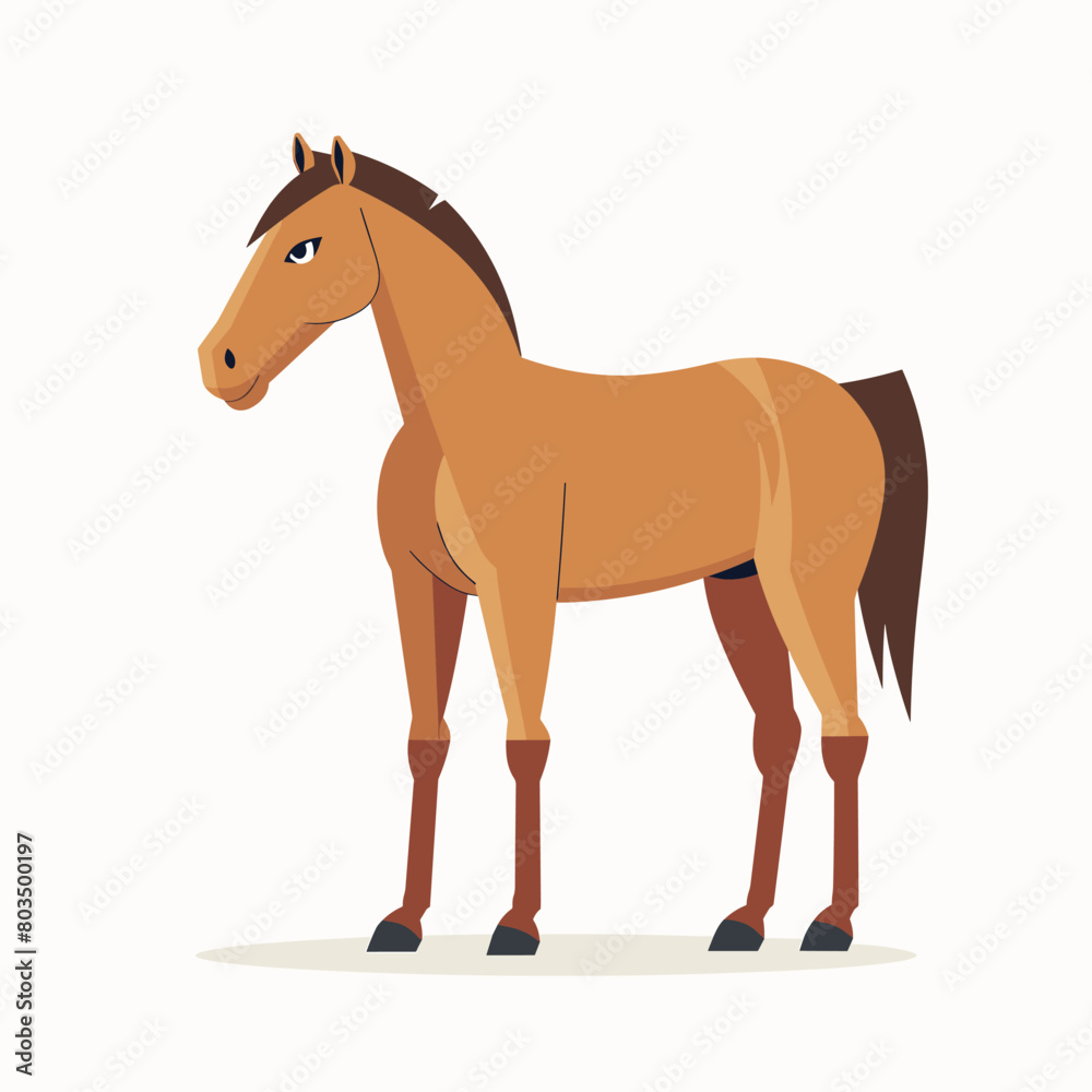 Illustration of a brown horse standing on a plain white background. Illustration of a brown horse standing on a plain white background.