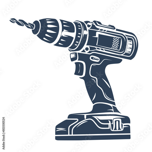 Black and white illustration of a cordless drill.