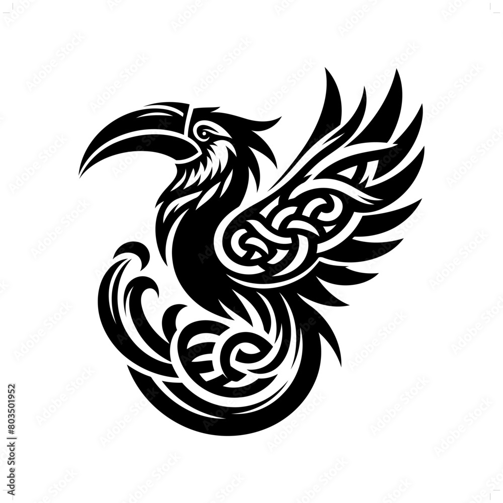 hornbill bird silhouette in animal celtic knot, irish, nordic illustration hornbill bird silhouette in animal celtic knot, irish, nordic illustration