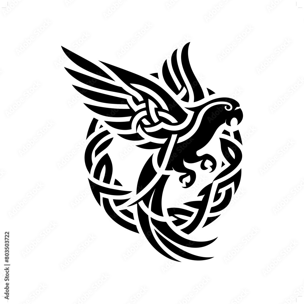 parrot bird silhouette in animal celtic knot, irish, nordic illustration parrot bird silhouette in animal celtic knot, irish, nordic illustration