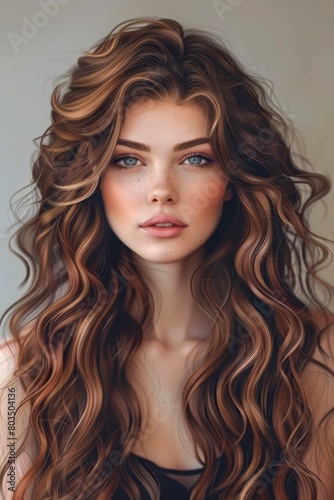 beautiful woman with healthy hair Generative AI
