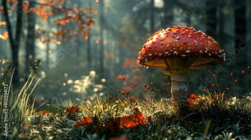 a big mushrooms in the forest.
