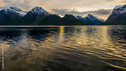  views of the Hjørundfjorden taken from Saebo during springtime, Norway photo