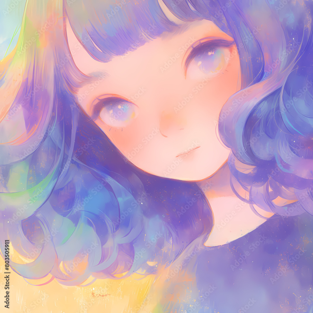 Stylish Anime Portrait of a Young Woman with Stunning Hair Colors - Perfect for Art, Fashion, and Creative Projects
