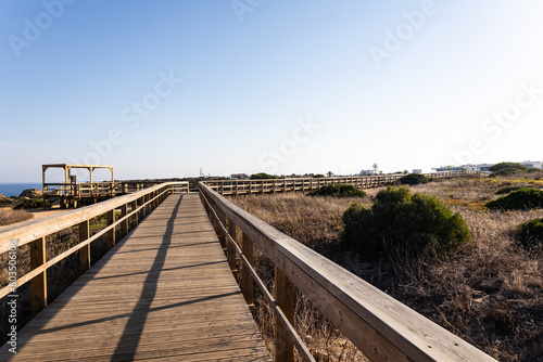 Boardwalk walkway in Lagos, Algarve, Portugal. October 10, 2023.