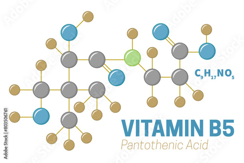 Vitamin B5 Pantothenic Acid Molecule Illustration