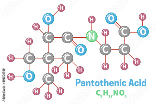Pantothenic Acid Vitamin B5 Molecule Formula Illustration