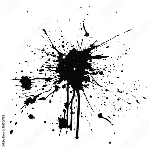 Ink paint splash drop black and white silhouette vector illustration design