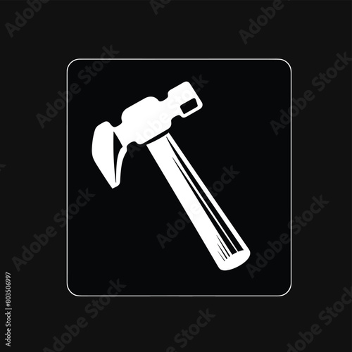 Silhouette of a hammer on a black background.