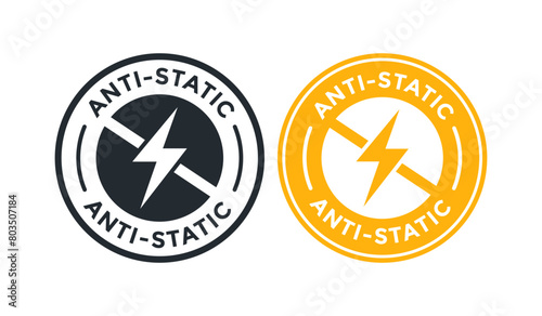 Anti static badge logo template. Suitable for safety from electricity, remove surface charge and information