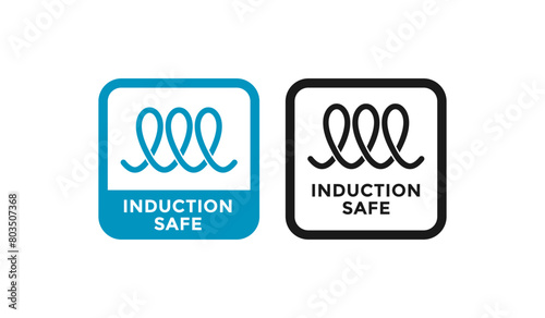 Induction safe badge of cooker stove top or kitchen hob badge vector spiral symbols set. Suitable for induction compatible kitchenware of saucepan or frying pan