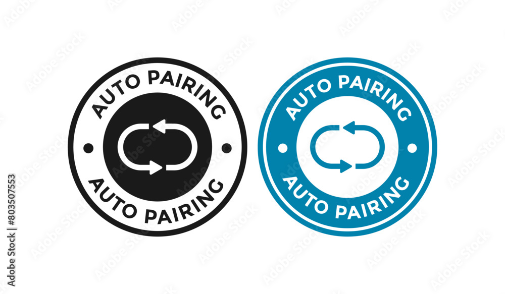 Auto pairing badge logo template. For procedure, devices relationship process information sign Auto pairing badge logo template. For procedure, devices relationship process information sign