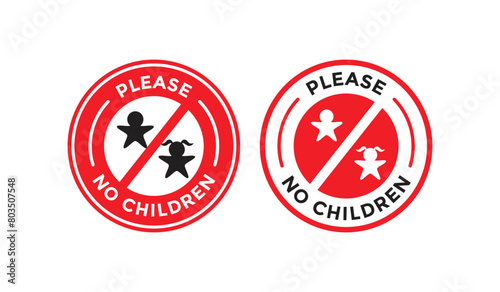 Free Download No children please vector badge. Suitable for children are not allowed in this area information sign - GFXLoad