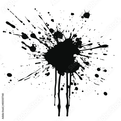 Ink paint splash drop black and white silhouette vector illustration design