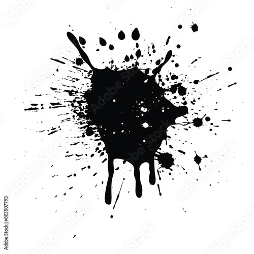 Ink paint splash drop black and white silhouette vector illustration design