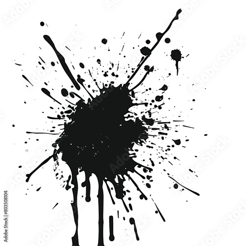 Ink paint splash drop black and white silhouette vector illustration design