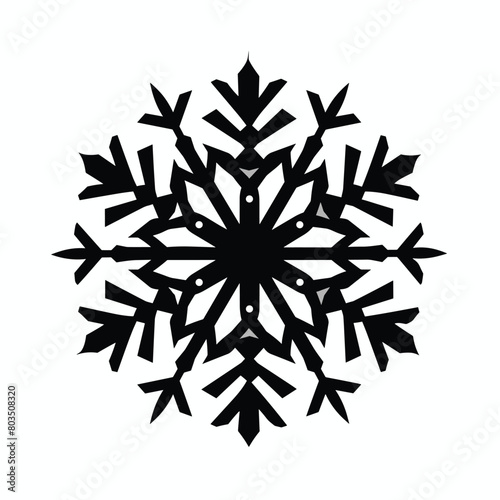 Black symmetrical snowflake pattern on a white background.