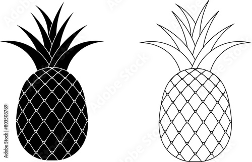 outline silhouette Pineapple icon set photo