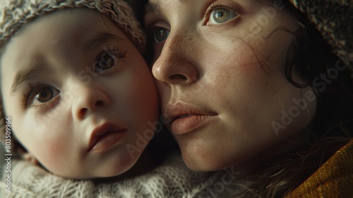 loving and understanding look of a mother towards her child generative ai