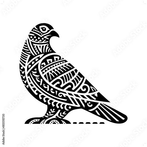 Pigeon bird silhouette in animal ethnic, polynesia tribal illustration