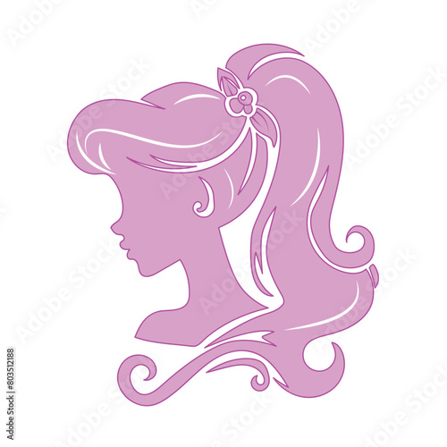 Vector illustration of a woman's face silhouette on separate white background