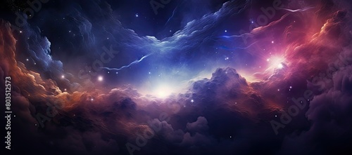 Colorful sky filled with clouds and stars