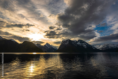  views of the Hjørundfjorden taken from Saebo during springtime, Norway photo