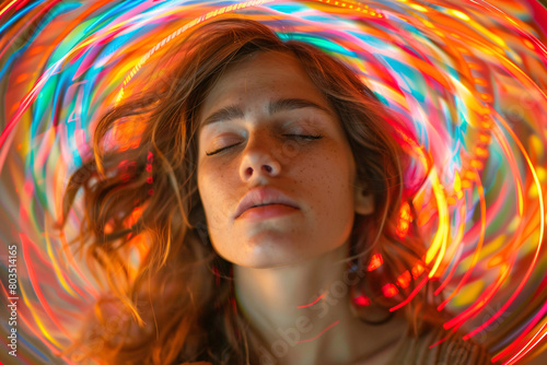 A young woman feeling dizzy or lightheaded, vertigo concept