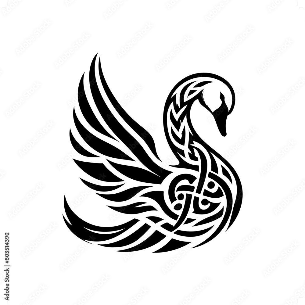 swan silhouette in animal celtic knot, irish, nordic illustration swan silhouette in animal celtic knot, irish, nordic illustration