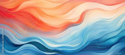 A painting of a wave of blue and orange photo