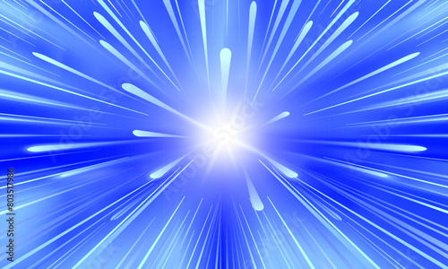 Blue rays zoom in motion effect, light color trails. soft blue.