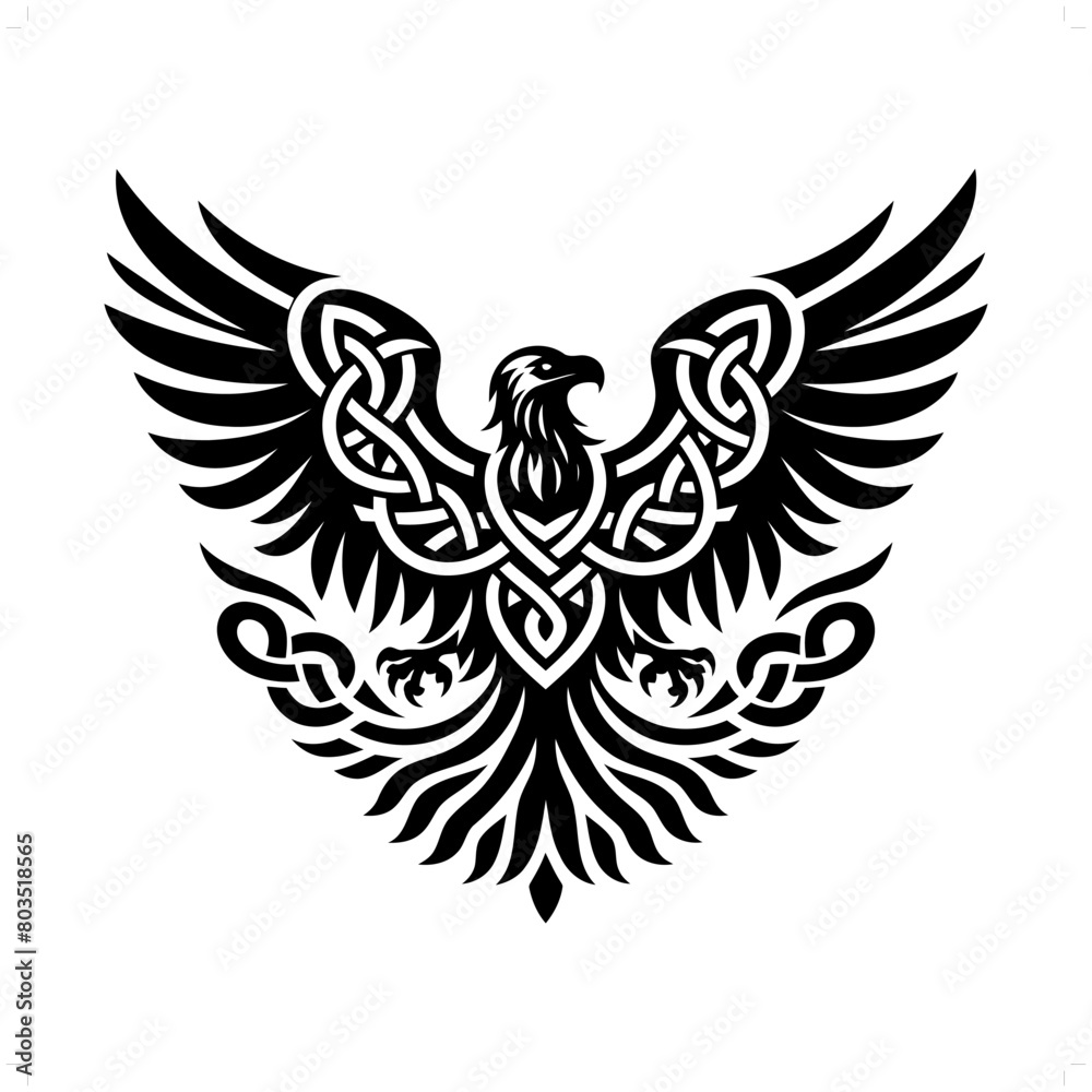 Fototapeta premium Vulture bird silhouette in animal celtic knot, irish, nordic illustration