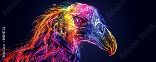 Vibrant neon eagle art on dark background