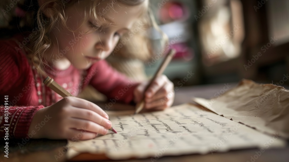intimate and emotional moment of children writing a letter to their mother generative ai intimate and emotional moment of children writing a letter to their mother generative ai