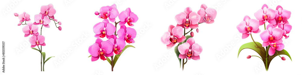 Collection of Orchid isolated on transparent png background. Generative ai Collection of Orchid isolated on transparent png background. Generative ai