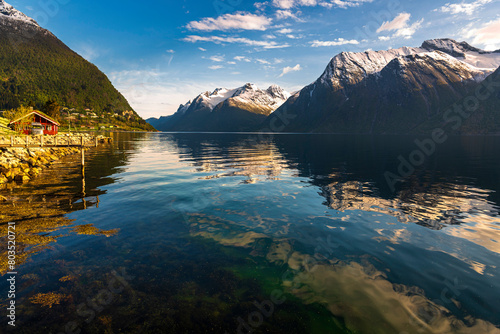  views of the Hjørundfjorden taken from Saebo during springtime, Norway photo