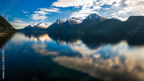  views of the Hjørundfjorden taken from Saebo during springtime, Norway