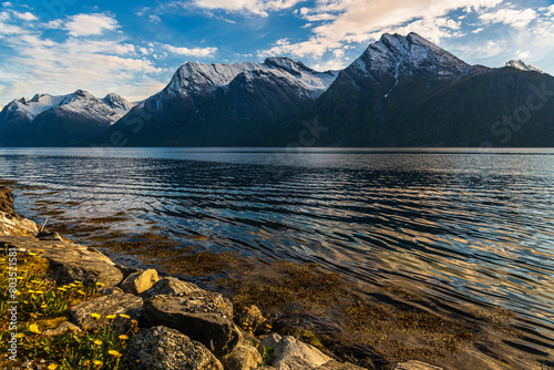  views of the Hjørundfjorden taken from Saebo during springtime, Norway photo