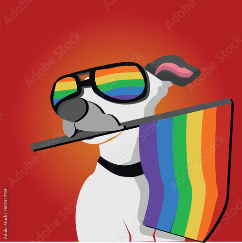Gay Pride, month of July, Illustration of dog with sunglasses