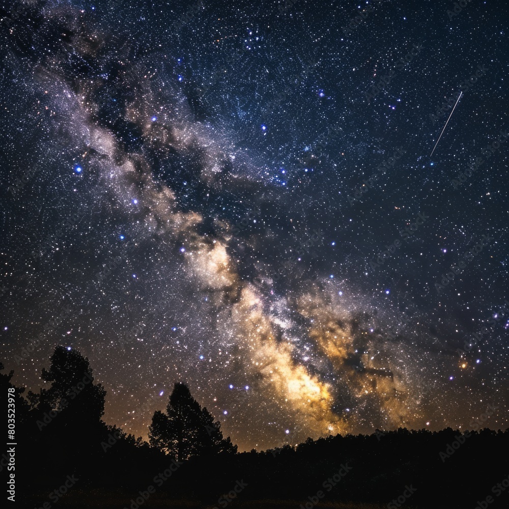 night sky, capturing the Milky Way, shooting stars generative ai night sky, capturing the Milky Way, shooting stars generative ai