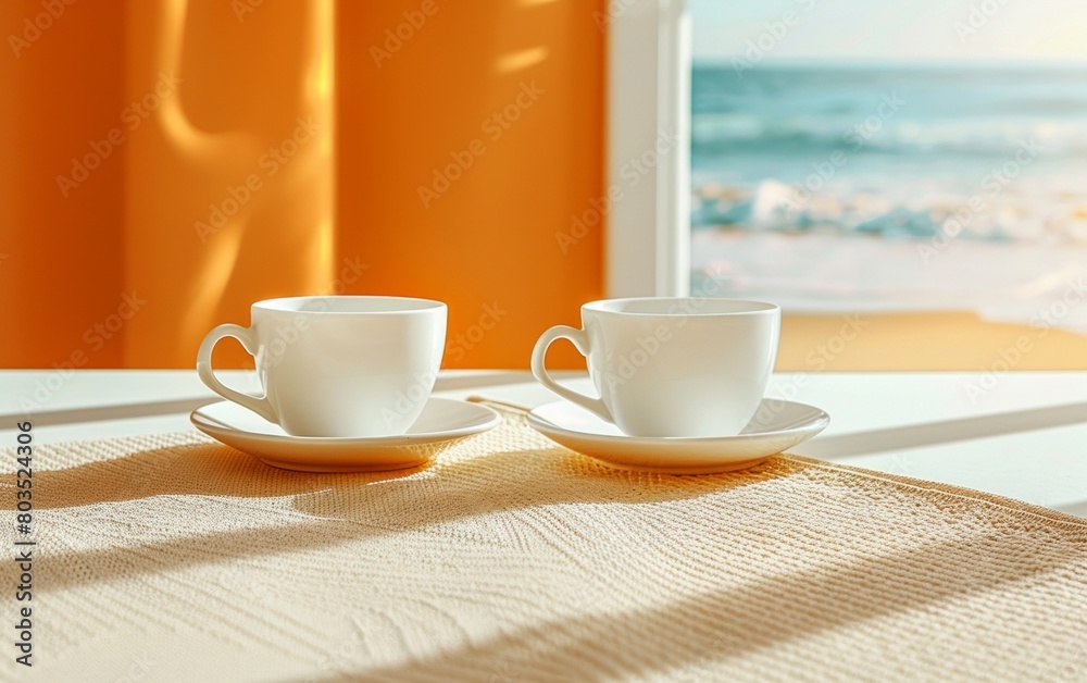 Serene Bondi Beach Morning: Luxurious Beachside Breakfast with Coffee and Ocean View