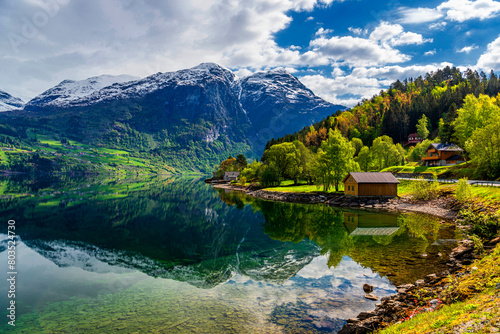  views of the Hjørundfjorden taken from Saebo during springtime, Norway photo