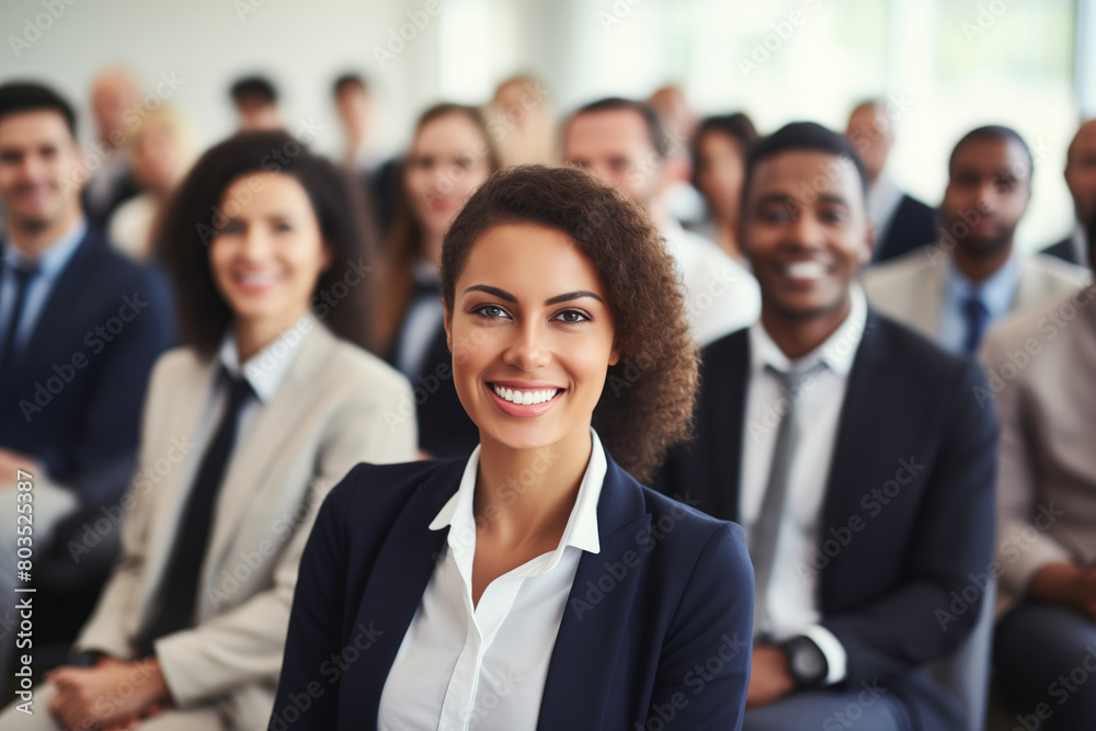 Group of business people at seminar, official meeting, people in business suits listening to speech Group of business people at seminar, official meeting, people in business suits listening to speech