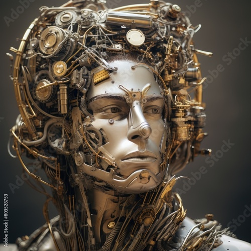 Futuristic mechanical face